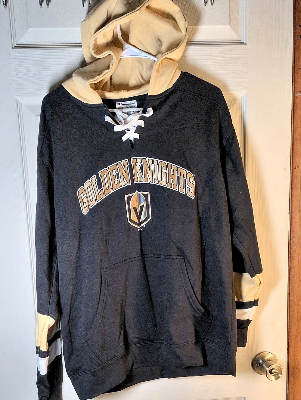 Champion Vegas Golden Knights Contrast Hockey Lace-Up Hoodie Lace-Up Hoodie